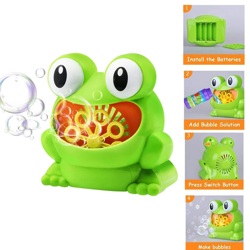

Baby Big Frogs Automatic Bubble Maker Blower Toy Music Children Bathtub Soap Machine Toys Bathtub Soap Making Toys for Children