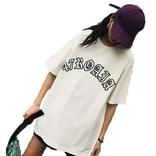 Принт свободная футболка Пара хип-хоп и в стиле «Harajuku»; белые футболки из хлопка Для женщин топы худи на молнии женская футболка, Топ Эстетическая одежда 5H296