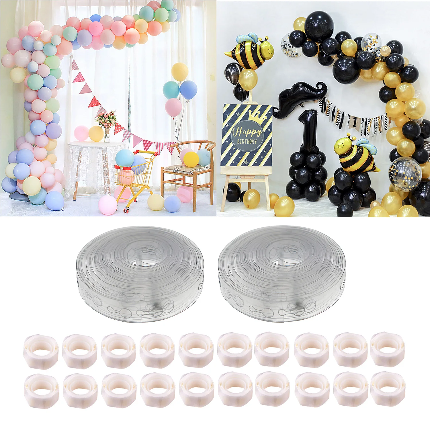 Behogar 2 Roll 5m Transparent Plastic Balloon Balloon Chain Garland