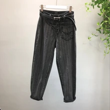 Новинка, модные женские джинсовые штаны-шаровары на весну и осень, для студентов, Ретро стиль, тяжелые,, черные джинсы, брюки