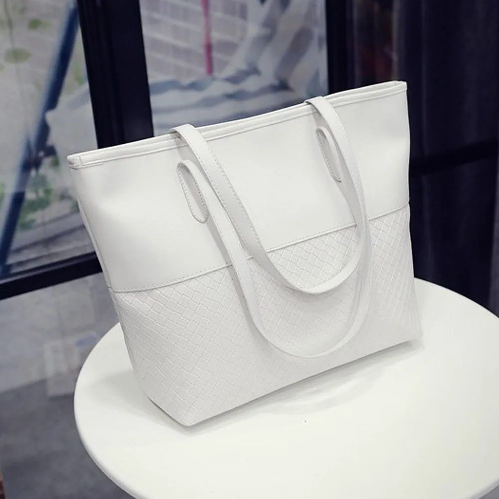 Женская сумка на плечо, Большая вместительная сумка-тоут, большая сумка-мессенджер, черная роскошная сумка-мешок, женская сумка, роскошная сумка cuir7#10 - Цвет: Белый