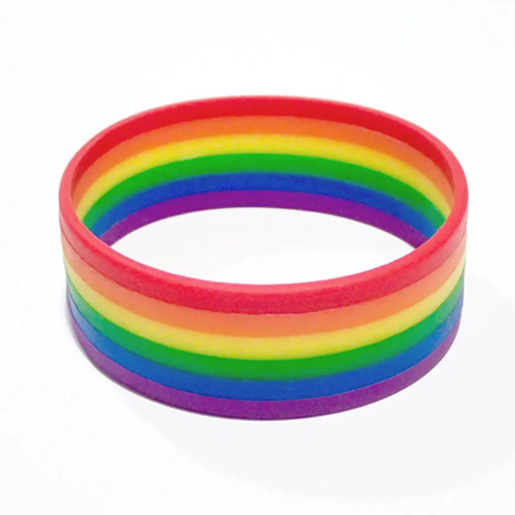 New fashion Silicone Rainbow Pride Bracelet Cute Rubber Wristband