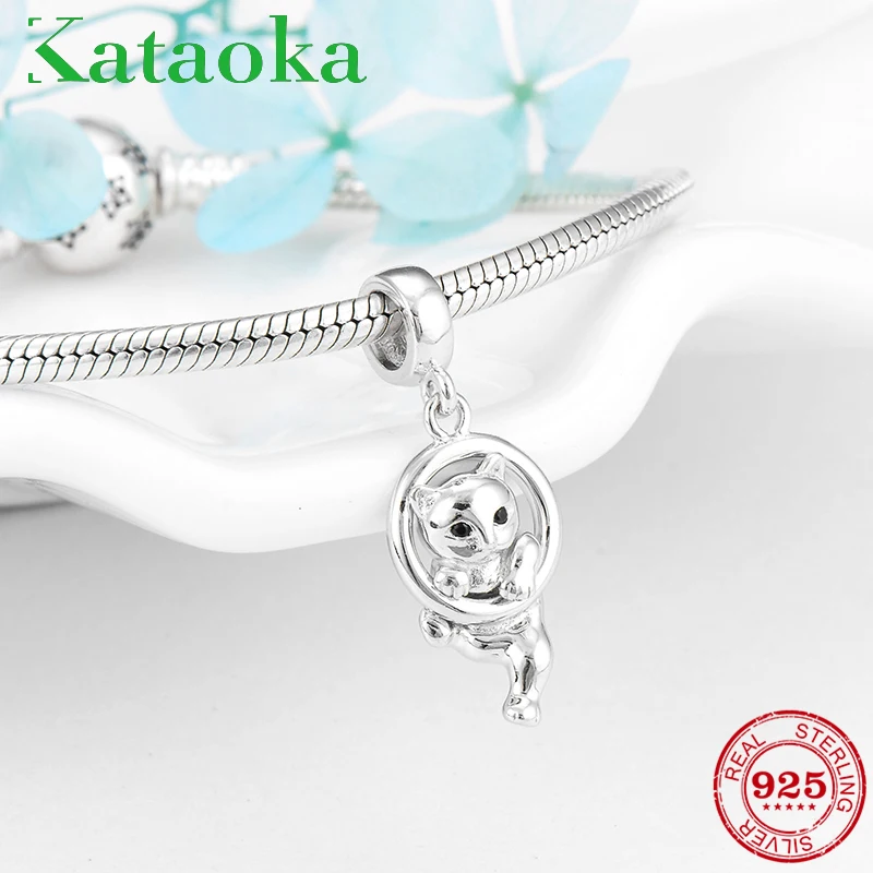 

2018 Lovely Pet Cute kitten 925 Sterling Silver charms Pendants Fit original pandora charms Bracelet Jewelry making