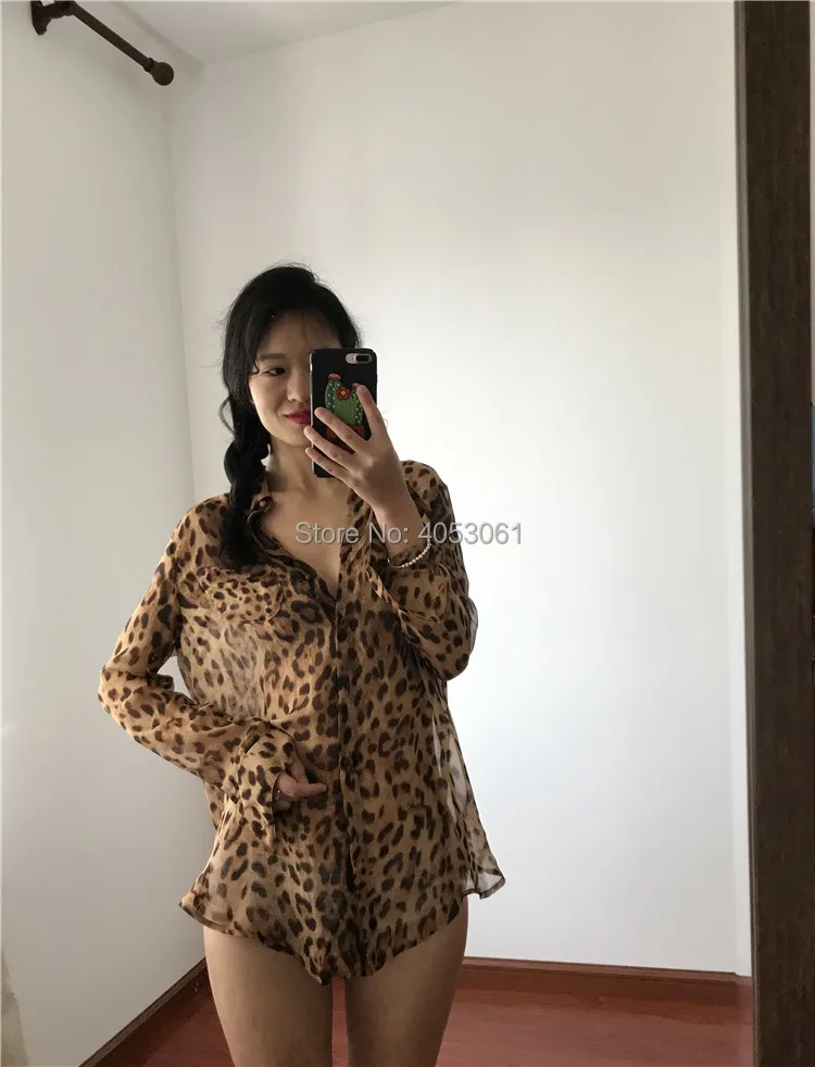 Bopstyle новейшая шелковая Сексуальная леопардовая блузка с животным принтом Топ- Новая женская/Дамская Высококачественная блузка с длинным рукавом рубашка
