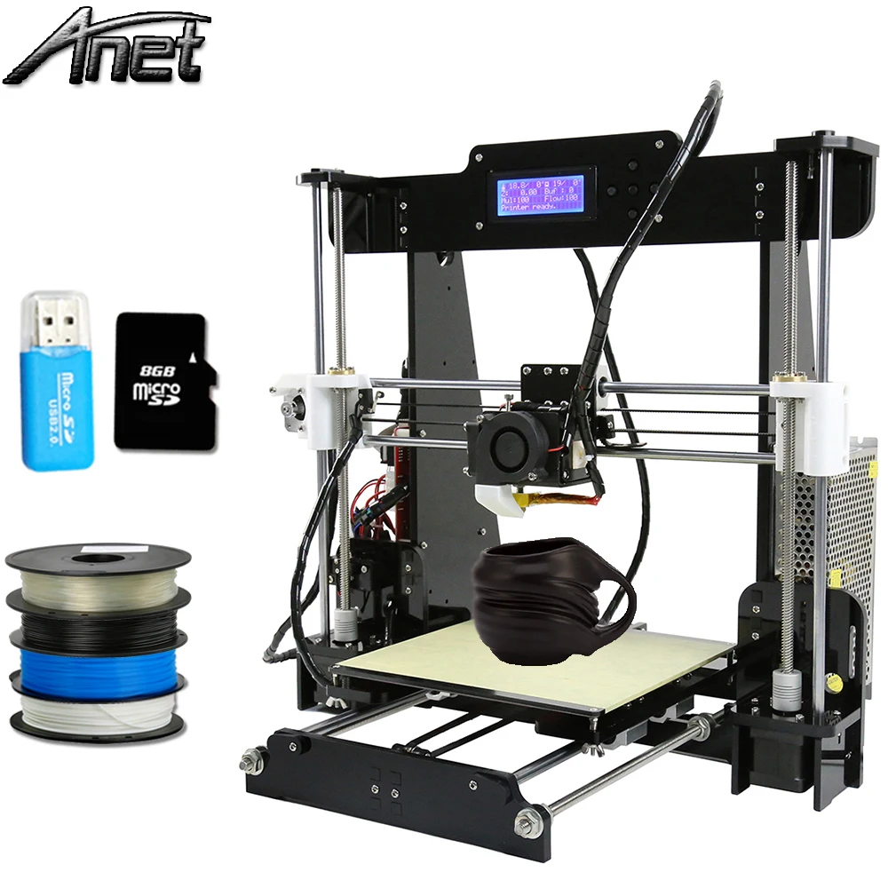 2017 Newest !!! Anet A8 Large Printing Size Precision Reprap Prusa i3 DIY 3D Printer kit with Filament &Card& Video Free