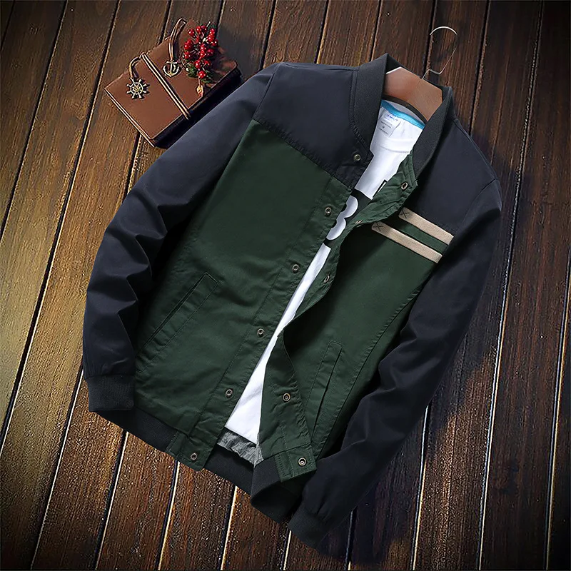 Лидер продаж, новая модная брендовая мужская повседневная весенне-осенняя куртка со стоячим воротником, хлопковая верхняя одежда, лоскутное Мужское пальто, размер M-5XL