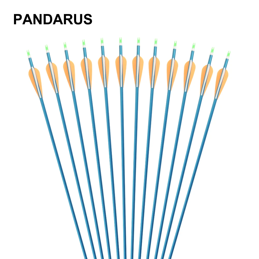 PANDARUS 6/12/24 шт./лот 30 дюймов Spine500 Алюминий стрелка с синий и оранжевый для изогнутый/составные Луки Охота стрельба из лука