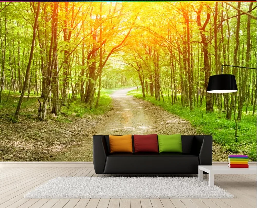 Home Decoration 3d customized wallpaper Natural landscape trees forest