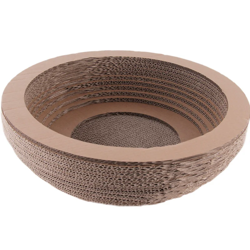 

2018 New Style Pet Cat Play Bed Pad Collapsible Recycled Corrugated Cardboard Cat Scratching Toy Pad Bowl Shaped Cat Toys