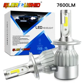

One Pair H4 LED Bulb H1 H7 H11 H3 H9 HB4 HB3 9005 9006 Auto Car Headlight Bulbs 72W 7600LM Led Fog Light Lamp 6000k