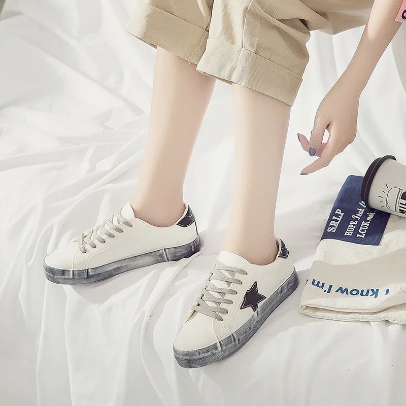 JINBEILEE Spring and Autumn  Dirty Shoes Stars Wipe Dirty Retro Old Women's Sports skateboarding Shoes Low To Help