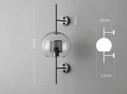 Новинка, современный Ретро Простой креативный светильник для спальни, ресторана, кабинета, стеклянный Железный настенный светильник - Цвет абажура: Silver Grey  55CM