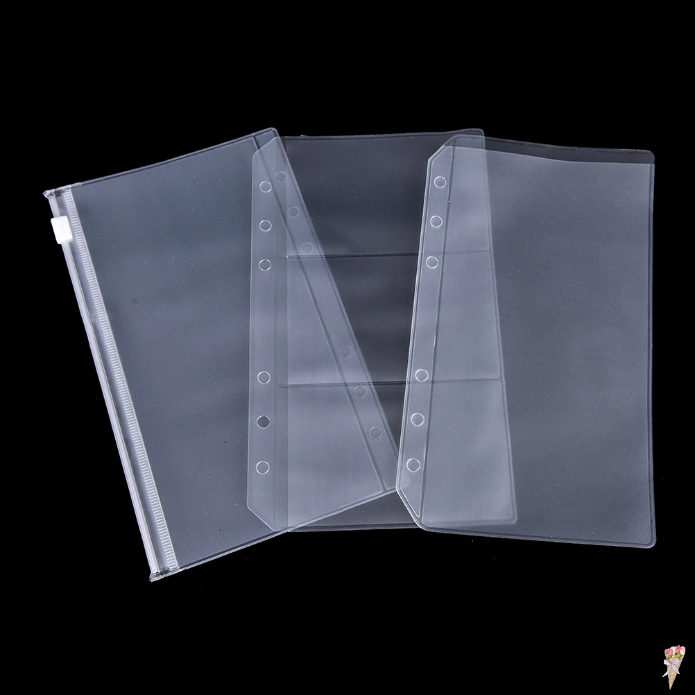Refill Envelope Planner Pouch Bag PVC Transparent Ticket Pocket File Zipper 