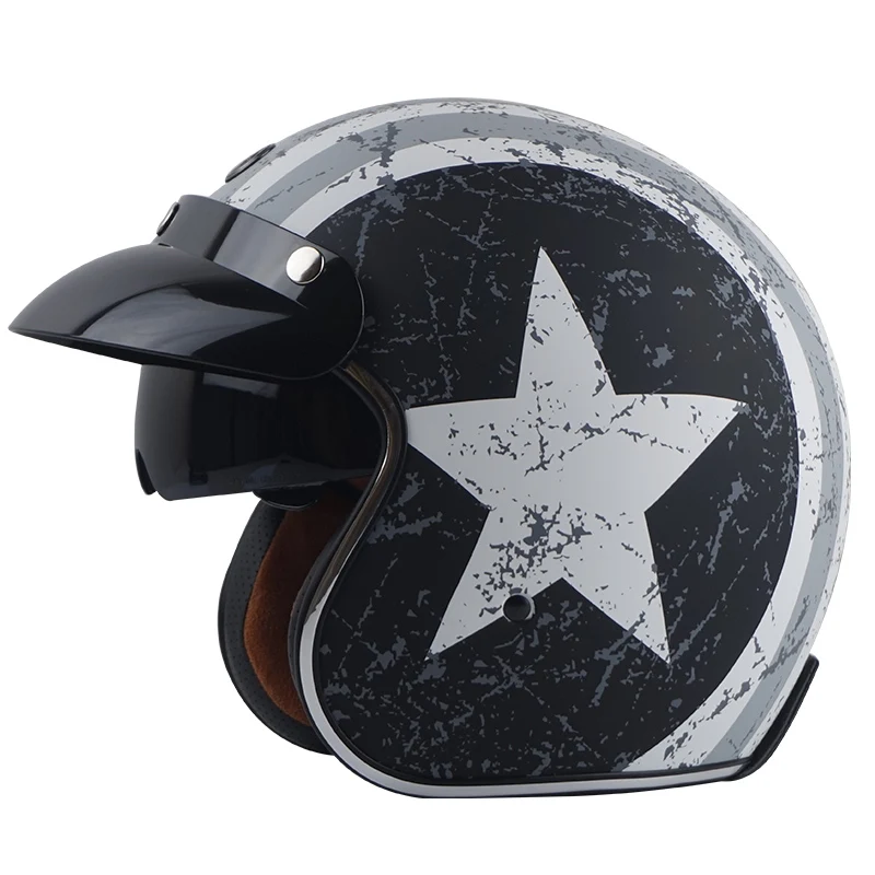 Горячая Распродажа TORC T57 винтажные мотоциклетные шлемы скутер Vespa шлем с открытым лицом реактивные шлемы пилотов с козырьком ECE capacete casco moto - Цвет: matte white rabel