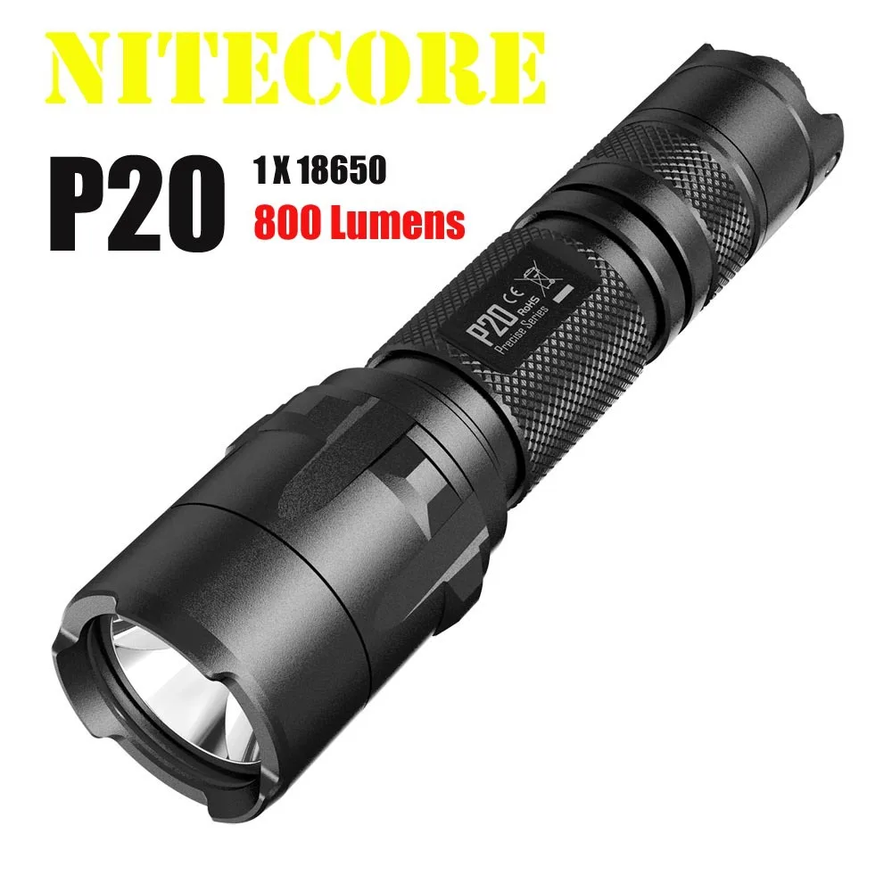 

1pc Nitecore P20 P20UV UV Flashlight CREE XM-L2 (T6) LED 800 lumens Tactical Flashlight by 1* 18650 Battery + Free Shipping
