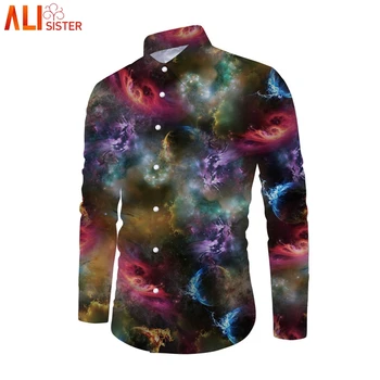 

Alisister Cool Print Mens Shirt High Quality Long Sleeve 3d Shirt Male Social Casual Party Shirt Chemise Homme Dress Shirt