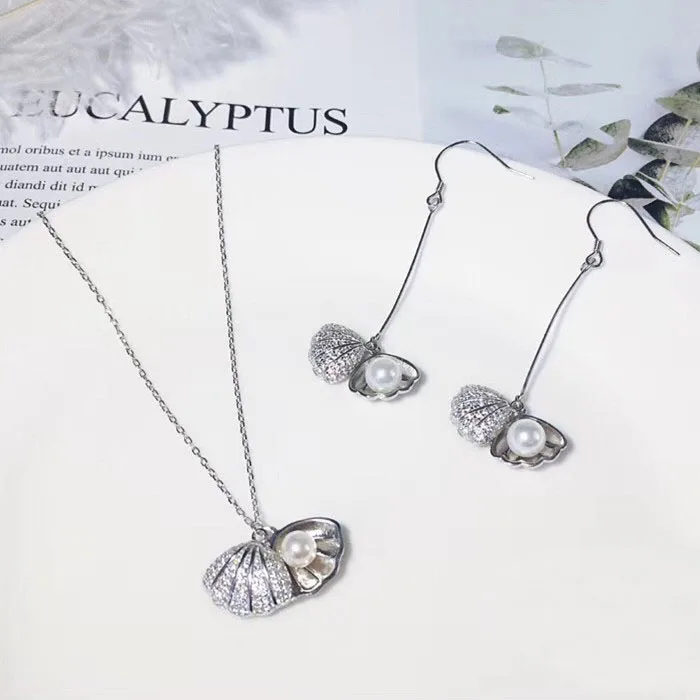 

Designer Fashion 925 Sterling Silver Jewelry 3A Cubic Zirconia Party Earring/Necklace Set