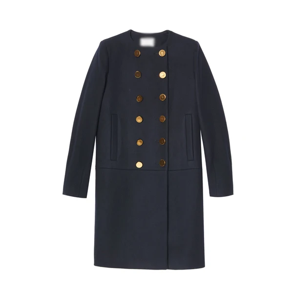 

UK Manteau femme 2018 Autumn Winter Women Wool O neck Simple Long Coat Classic Military Maxi Overcoat abrigos mujer