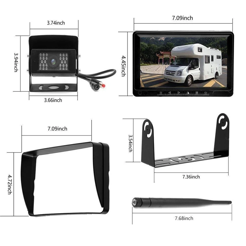 YuanTing 7 ''цифровой беспроводной Реверсивный монитор заднего вида CCD камеры ИК ночного видения водонепроницаемый для грузовых автобусов караван трейлеров