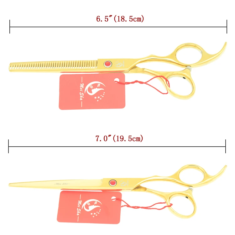 Meisha 7 дюймов золотой ПЭТ Уход за лошадьми Ножницы Собака ножницы истончение Tesouras Cat кусачки для Животные Волосы Режущий инструмент HB0091