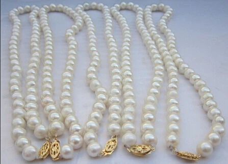 

Free shipping >>@ 5PCS NATURAL SOUTH SEA 8-9MM GENUINE WHITE PEARL NECKLACE