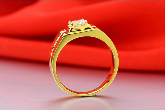 YINHED Fashion Men's Engagement Ring Yellow Gold Filled Ring Vintage Jewelry Simulated CZ Diamant Wedding Rings Bague ZR206
