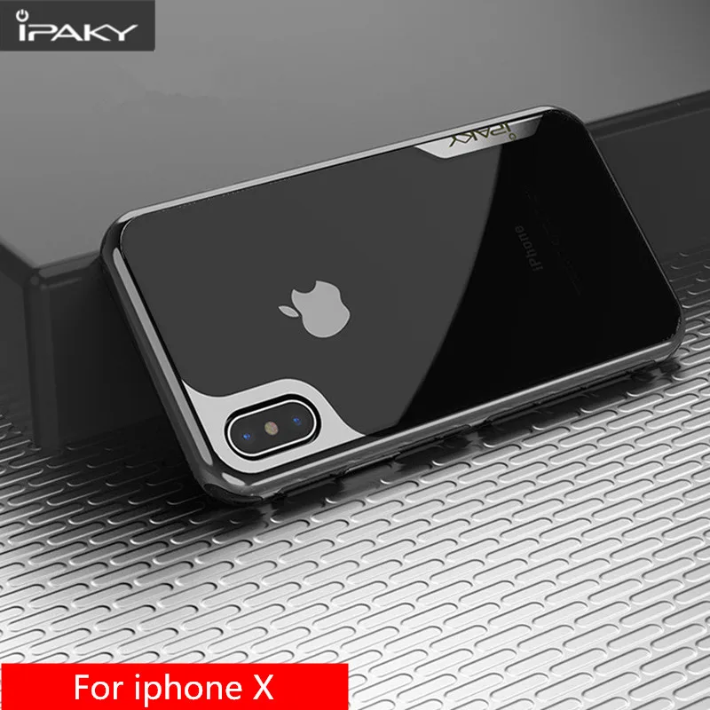 

For iphone x case ipaky luxury case For Apple iphone 10 coque Silicone Transparent TPU + PC Silm Frame For iphoneX phone cases