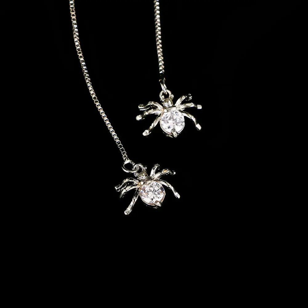 

New Spider Gold Color Drop Earrings Round Cut Clear Cubic Zirconia Long Dangle Earrings Jewelry For Women