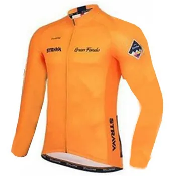

2019 Orange Strava Men Long Sleeve Cycling Jersey Bike Tops Breathable Road Autumn Riding Sportswear Clothing
