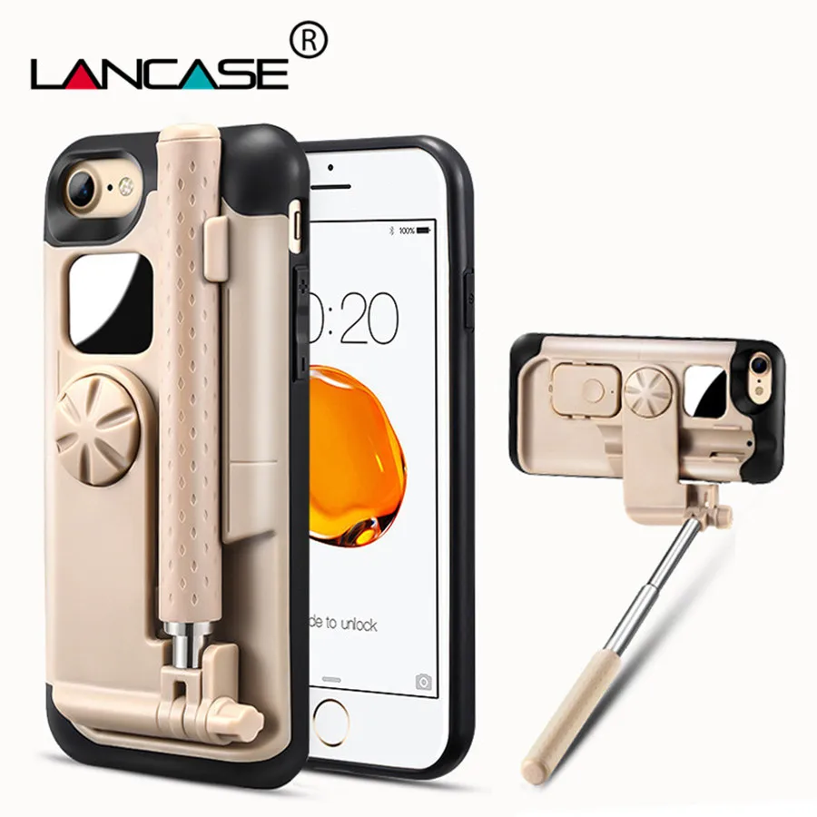 LANCASE Selfie Stick Phone Case For iPhone 8 Cover Bluetooth Portable