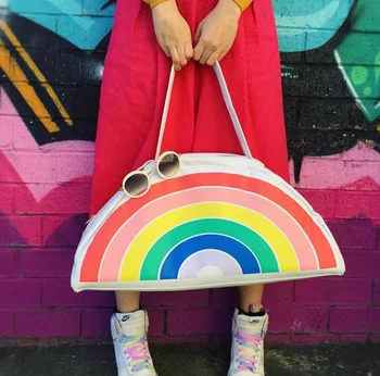 

Bag Rainbow Girl One Shoulder Portable Fitness Bag Short-distance Drawstring Bag Dry and Wet Separation Beach Bag Tide