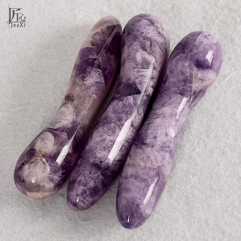 Natural amethyst Crystal stone mineral bending massage wand Relaxing