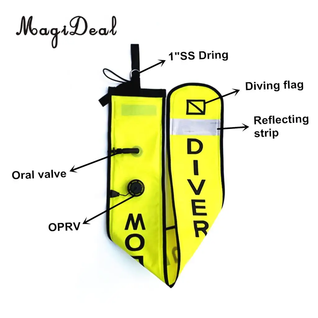 MagiDeal Professional 4ft Scuba Diver SMB Surface Marker Buoy + Dive Reel Line Kayak Anchor for Underwater Diving Snorkeling