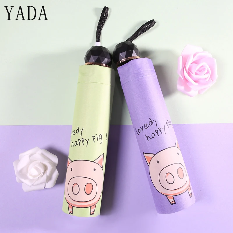 

YADA Cute Design Cartoon Pig Umbrella Folding Rainy Children Umbrellas Anti-UV Girls Boys Gift Lovely Animal New Umbrella YD134