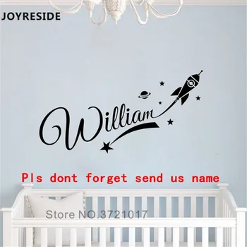 

JOYRESIDE Rocket Personalzied Boys Name Wall Decal Space Wall Sticker Vinyl Decor Home Boy Bedroom Decor Interior Design A923