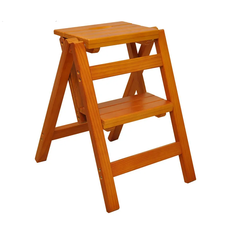 

15%Household solid wood ladder multi function folding ladder stool ascending platform step stool dual purpose rack stair chair