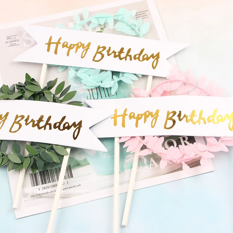 

1pcs Leaf Wreath Happy Birthday Cake Topper Dessert Decoration for Birthday Party Lovely Gifts toy story party supplies