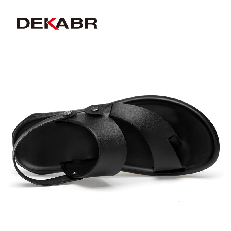 DEKABR الكلاسيكية الرجال الصنادل مريحة الرجال الصيف حذاء كاجوال انقسام الجلود حجم كبير لينة الوجه بالتخبط الرجال تنفس النعال