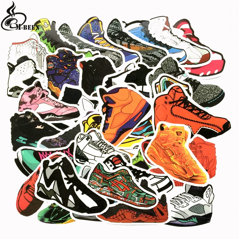 40pcs/pack Mixed Cartoon Jordan SNEAKER Stickers For Notebook Laptop motorcycle AJ Shoes Tide