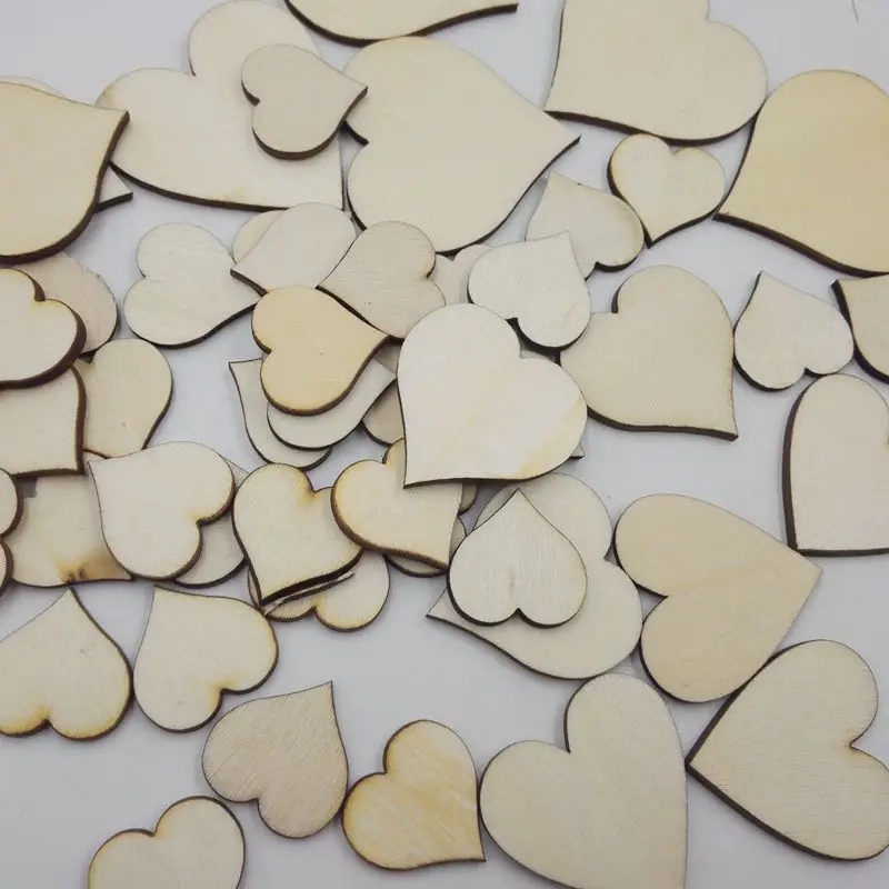 100Pcs 20MM-40MM Style Mini Love Heart Wooden Scrap Booking Craft Card Wedding Decorating Hot &amp New | Дом и сад