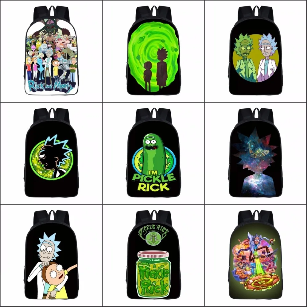 

Rick and Morty backpack cartoon Canvas casual teenagers Student School Bags travel Shoulder bag men women package 16
