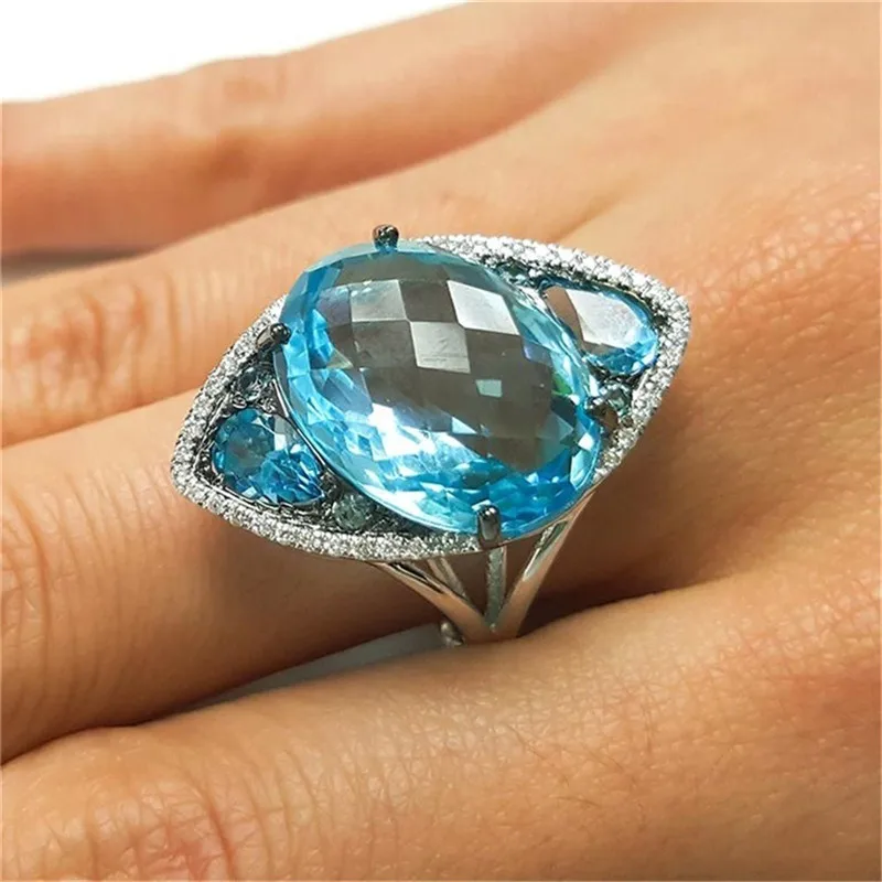 

Valentines Gifts Zircon Wholesale Fashion Brand Royal Blue William Kate Queen Wedding Austrian Crystal Ring Jewelry