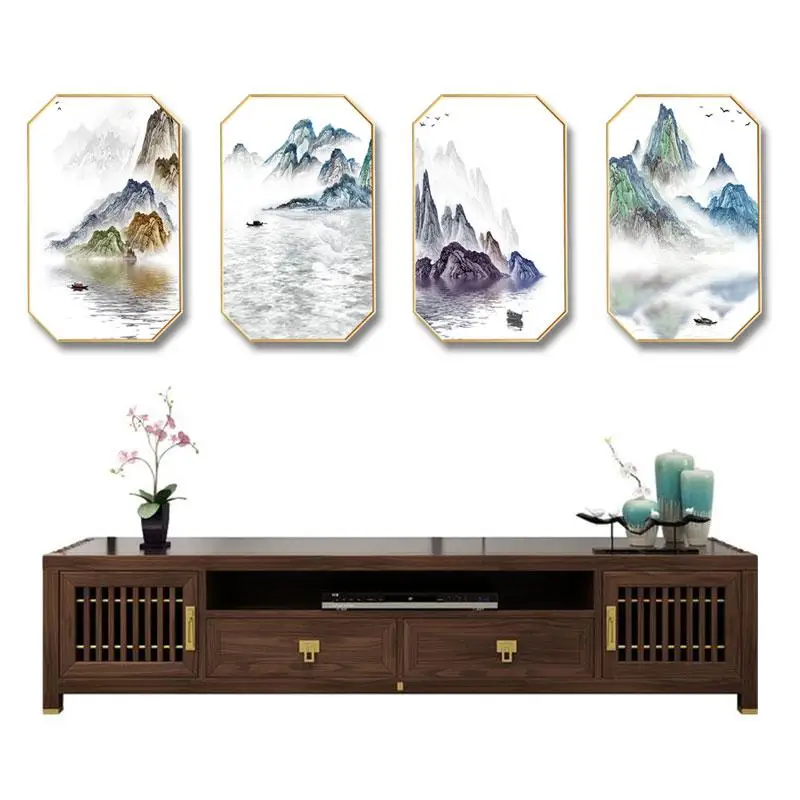 

Modern ins abstract decorative painting Chinese style living room backdrop Triple wall painting landscape Zen restaurant mural