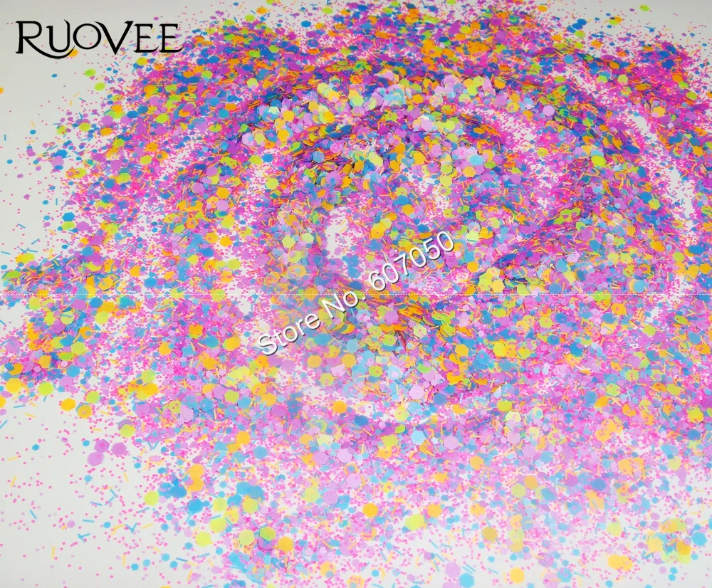 

30g Matte Neon Hexagon and Strip Spangles Shapes glitter Nail art Solvent Resistant paillette for polish make up