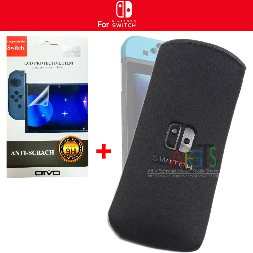 

2 in 1 Screen Protector + Soft Portable Pouch Bag for Nintendo Switch NS Game Console For Nintendo Switch Carrying Case