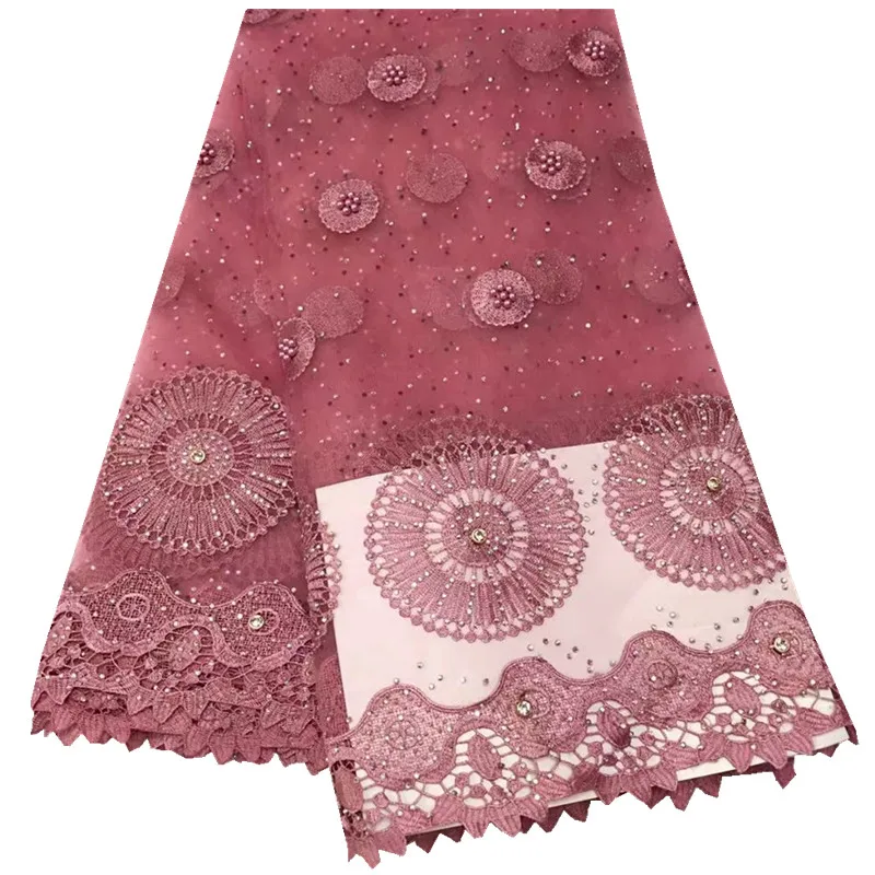 New African French Tulle Net Lace With Rhinestones For Party Or Wedding Nigerian Women Beaded Bridal 964 | Дом и сад