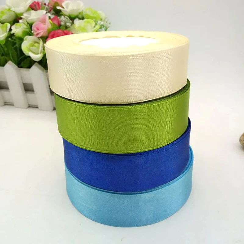 

HL 4 rolls (100 yards) 25mm width satin ribbon wedding decoration crafts packing belt DIY weaving 4 colors A214