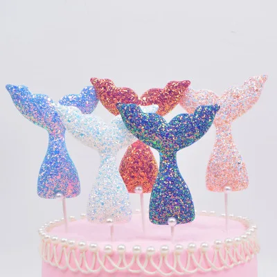 

1pc Glitter Mermaid Tail Cupcake Topper DIY Wedding Cake Decoration Baby Shower Girl Mermaid Birthday Party Supplies