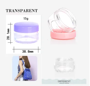 

50pcs 15g Round Clear Cosmetic Container Cream Jar Cosmetic Packaging Sample For Eye Shadow Nails Powder DIY Makeup for Gift