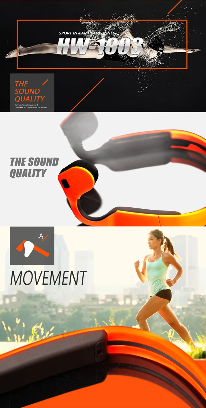 Bone Conduction Stereo Wireless Bluetooth Headphones waterproof sports Hifi headsets with microphone Support Hands Free Call  (19)